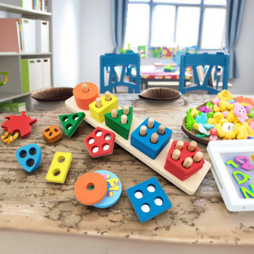 Montessori fa formaillesztő játék 
