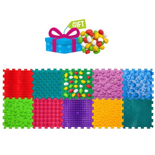 Ortek Mix Puzzle 10 elemből álló masszázs szőnyeg + „Kavicsok”