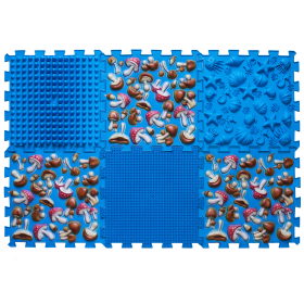 6 elemből álló Puzzle masszázs szőnyeg Kék gomba