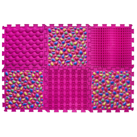 6 elemből álló Puzzle masszázs szőnyeg Rózsaszín kavics