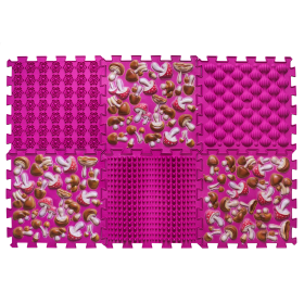 6 elemből álló Puzzle masszázs szőnyeg Rózsaszín gomba