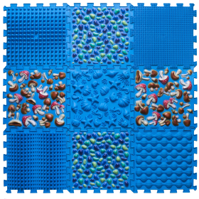 Puzzle Mix 9 elemből álló ortopédiai masszázs szőnyeg Kék Puzzle Mix 9 elemből álló ortopédiai masszázs szőnyeg Kék