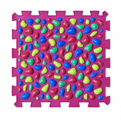 6 elemből álló Puzzle masszázs szőnyeg Rózsaszín kavics