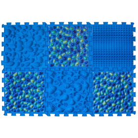 6 elemből álló Puzzle masszázs szőnyeg Kék kavics