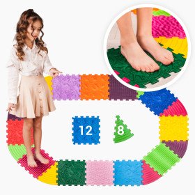 Szenzoros szőnyeg 12 elemből álló Ortek Dinoszauruszok Puzzle + 8 Háromszögű elem Szenzoros szőnyeg 12 elemből álló Ortek Dinoszauruszok Puzzle + 8 Háromszögű elem