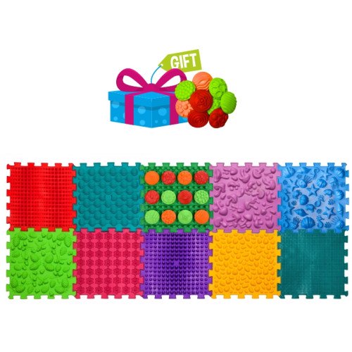 Ortek Mix Puzzle 10 elemből álló masszázs szőnyeg + „Minták” ajándékba