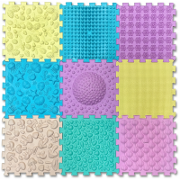 Masszázs szőnyeg Puzzle Mix Pasztell 9 darabos